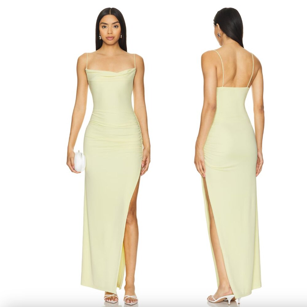 NEW Lovers and Friends Odessa Gown in Soft Yellow Formal Maxi Dress Medium
